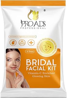 PROADS® Professional 10 Steps Single Use Bridal Facial Kit, Boost Radiances | Glowing Skin | Vitamin C | Best For Clean Healthy Tan Removal Skin | All