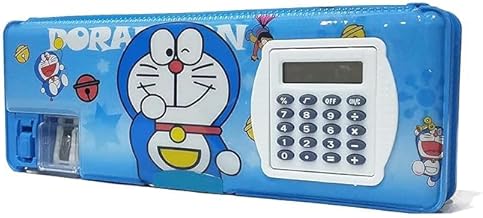 YBN Multipurpose Magnetic Pencil Box with Calculator & Dual Sharpener for Girls & Boys for School | Big Size Cartoon Printed Pencil Case for Kids Plas