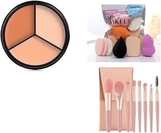 Just Tya 3-in-1 Professional Makeup Combo Kit - Concealer & Contour Palette, Beauty Sponges & Premium Makeup Brush Set with Travel Pouch