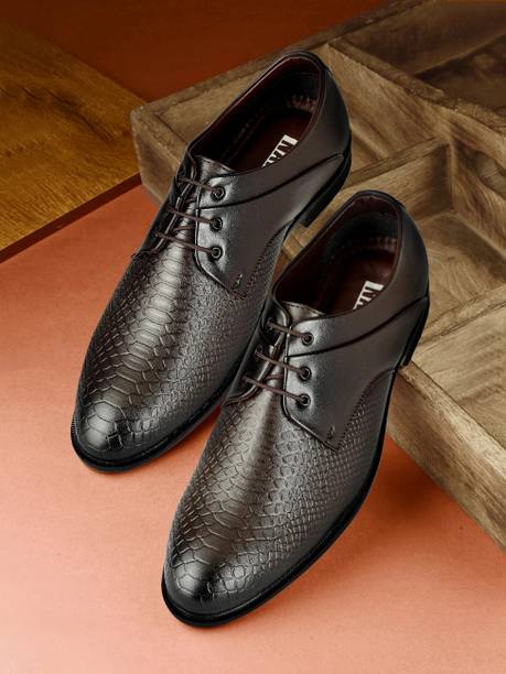 Synthetic Leather Burgundy Textured Horsebit Formal sho...