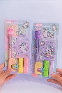 Crafty Cuddle Cartoon Kids Stationery Set with Diary | Pack of 2 – Fun and Colorful School Supplies for Boys and Girls (Unicorn)