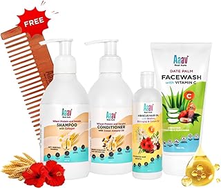 AaaV Complete Skincare & Haircare Kit (Facewash, Hair Oil, Shampoo, Conditioner & Mahogany Neem Comb) | Natural Glow & Hair Strength | All-in-One Pers