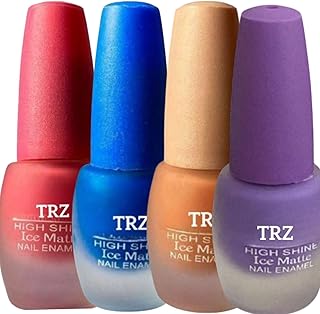 Nail Polish Combo Set For Women Pack Of 4 Matte Nail Paint VioletMavue_NudeLight,Blueberry And RosePink Shades