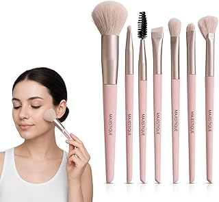 Majestique Premium 7-Piece Makeup Brush Set – Professional Face & Eye Brush Kit with Powder, Foundation, Blending & Eyebrow Brushes | Ultra-Soft Synth