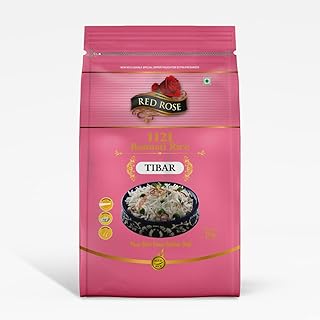 Red Rose Tibar Basmati Rice 1Kg, Perfectly Aged, Grain with Rich Aroma, Best Indian Basmati Rice