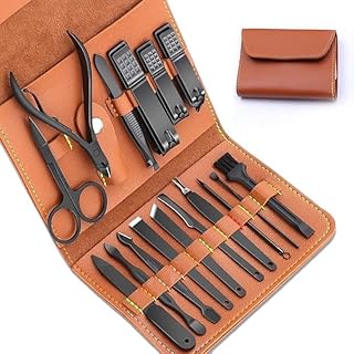 Manicue Padicure16 IN 1 Proffesional Stainless Steel Manicure Pedicure Kit For Women Pedicure Tools Set Nail Cutter Grooming Kit With Acne needle, Bla
