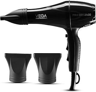 VEGA PROFESSIONAL Pro Dry 2400W Hair Dryer for Salon Professionals and Styling at Home | Cool Shot Button and Combination of 4 Heat & 2 Speed Settings