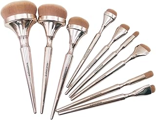 Majestique Premium Makeup Brush Set - 9 Piece Professional Beauty Brushes with Synthetic Fibers for Foundation, Eye Makeup & Blending - HD Compact Bru