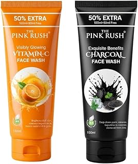 Face Wash (Charcoal & Vitamin C) 100ml Pack of 2 Deep Cleaning For All Skin Types For Glowing Skin parabens Free