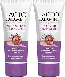 Lacto Calamine Face Wash For Oily Skin |100ml each- Pack of 2 | Kaolin Clay, Niacinamide & Vitamin E | Facewash Reduces Excess Oil, Controls Pimples,