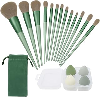 13 pcs Makeup Brushes Set with Beauty Blender, Eyeshadow Brush Set with Cloth Bag and 4 pcs Boxed Makeup Sponges for Foundation