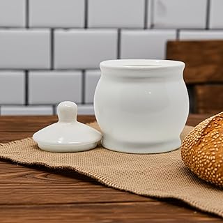 The Himalayan Goods Company 300 ml Ceramic Kitchen Container Tea Coffee Sugar Spice Pickle Jar (White)