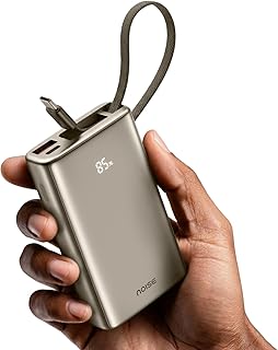 Noise Power Bank 10000mAh: Built-in Type-C Cable, 22.5W Fast Charging, 120g Ultra-Compact, LED Display for Battery%, Premium Metallic Finish, Triple D