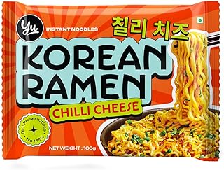Chilli Cheese Korean Ramen - Zero Preservatives & No MSG - 100% Natural Ingredients & Veg - Instant Noodles Ready in 6 Mins - 100g - Yu