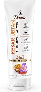 DABUR Kesar Ubtan Face Wash-100ml | Enriched with Natural Turmeric, Niacinamide & Saffron to Brighten, Tone and gently Exfoliate Skin | For Removing T
