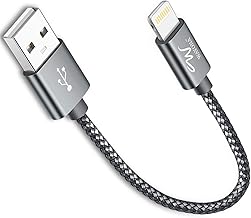 Wayona Nylon Braided Lightning Short Power Bank Charging Cable with Data sync and Carplay support for iPhones, iPad Air, iPad Mini, iPod Nano and iPod