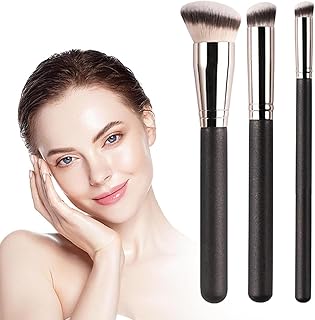 3 Pcs Black Makeup Brushs, Foundation Brush, Concealer Brush, Professional Foundation Brushes for Makeup, Ideal for Women 18 to 45, Beauty Enthusiasts