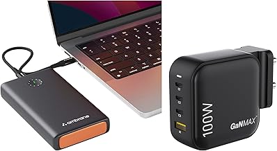 Ambrane 100W Fast Charging Powerbank for MacBook, Type C Laptop & Mobile Charging, 25,000mAh Battery with 100w Gan Charger