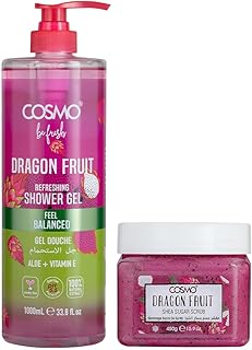 Cosmo Skin Care Be Fresh Dragon Fruit Refreshing Shower Gel 1000ml & Shea Sugar Scrub 450g Combo | Body Wash With Aloe & Vitamin E | Antioxidant Rich