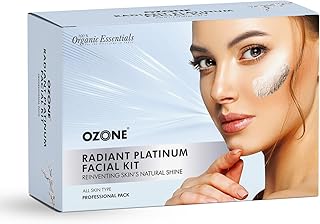Ozone Radiant Platinum Facial Kit | 75 gm | With Vitamin B3, B5 & Licorice | Powered by Algae Mask for Deep Hydration | Prevents Signs of Ageing | For