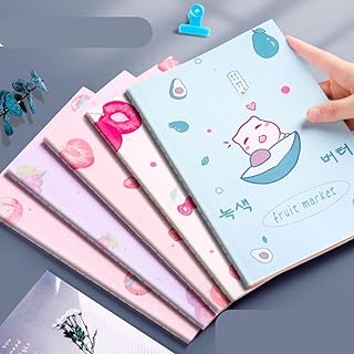 Jaravik 5 Pcs Fruit Themed Creative Thickened A5 Exercise Book Homework Book Note Book, 60 Pages Ruled Notebook For kids, Kawaii Notebook For Kids (Se
