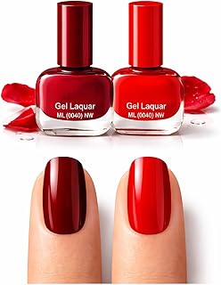 Gel Nail Paint Set of 2 for Women | Nail Polish Combo – Cherry Red & Classic Red | Glossy Gel Finish, Long Lasting Chip Free Nail Polish (6ml Each)