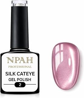 NPAH Cat Eye Gel Nail Polish Set for Pink Brown Glitter Holographic Cat Eye Effect | Bright Moonlight (02, Silk Cat Eye Gel Polish) | Long-Lasting UV/