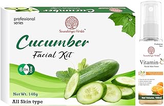Facial Kit (140gm) with Free 100ml Vitamin-C Facial Toner | Achieve a Radiant Glow - Cucumber Facial kit
