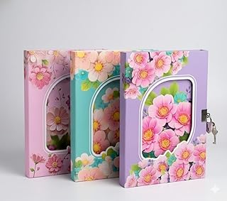 Beautiful Cute Floral Password Lock Diary for Girls | Spiral Notebook in Lockable Box | Secret Journal, Stationery Gift for Kids & Women