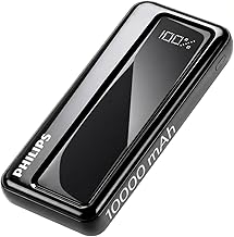 Philips 10000mAh 22.5W Fast Charging Power Bank (Slate Black) with Digital LED Display | Type-C & USB-A Input/Output | 3 Output Ports | Lithium Polyme