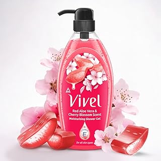 Vivel Red Aloe Vera & Cherry Blossom Scent Shower Gel, 895 ml, Moisturizing Body Wash, with Plant based Cleansers, Body wash Shower Gel for Women & Me