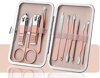 Stainless Steel Professional Manicure Set Nail Cutter For Women Nail Scissors Luxury Grooming Kit Manicure Pedicure Kit (10 Pcs Rosegold Manicure Set)