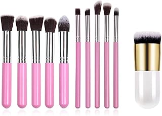 Makeup Brush Set, Pink Foundation, Eyeshadow pack of 10 With Foundation Makeup Cosmetic Brush (Natural White Colour)
