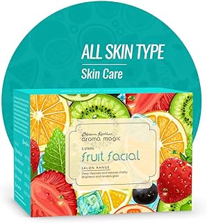 Aroma Magic 5 Step Fruit Facial Kit Set| Deep cleanse & renders glow| Fruit Extracts, jojoba & Aloe Vera| All Skin | No-nasty formula- Free From chemi