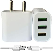Ultra Fast Type-C Charger for Samsung Galaxy F04 Original Mobile Wall Charger Smartphone Hi Speed Fast Type-C Triple Port Charger with 1.2m Type C Cab