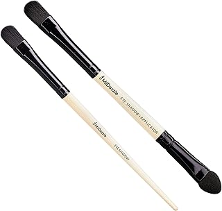 Midazzle Premium Wooden Eye Shadow Brush Set of 2 - Natural Hair Bristles - Beige - For Eyeshadow, Foundation - Makeup Brush - Wand - Adult - 2 count