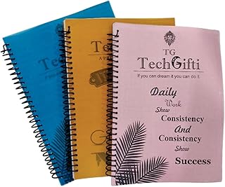 Premium Spiral Notebook Set of 3, Plain Notebook For Students, Office/Unruled Spiral Register for Writing Purpose, 21.5 x 29.5 cm, Multiple Colours, A