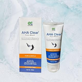 AHA Clear Face Wash 100ml enriched with 2% glycolic acid, Anti-Acne & Anti-Melasma for glowing and rejuvenated face.