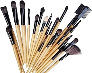24pcs Professional Makeup Brush Set, Natural Bristle Wooden Handle Cosmetics Foundation Eyeliner Mascara Eyeshadow Face Powder Blush Lipstick Makeup B