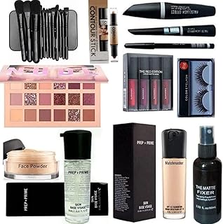 SHISHI HD Waterproof Makeup Kit Combo For Women & Girls (Set of 15) Eyeshadow Pallet, Makeup Brush set of 12, Kajal, 3in1, Eyelashes, Red edition, Fou