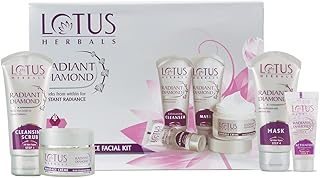 Lotus Herbals Radiant Diamond Cellular Radiance 5 in 1 Facial Kit with Diamond Dust & Cinnamon for All Skin Types 170g
