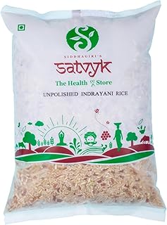 S Siddhagiri's SATVYK THE HEALTH re STORE Unpolished Indrayani Rice (1kg) - Handpounded Rice | Brown Indrayani Rice | Ideal for Daily Cooking | Aged R