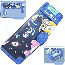 Umadiya Plastic Astronaut Magnetic Multifunctional, Cute School Compass for Kids, Buttons Operated Geometry Pencil Box Kids Include Calculator-Scissor
