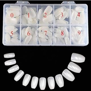 LOBE MIRACLE Natural: 500Pcs Natural False Nails Tips Lady Acrylic Artificial Tip Manicure with Box of 10 Sizes for Nail Art Salons and Home DIY (Off-
