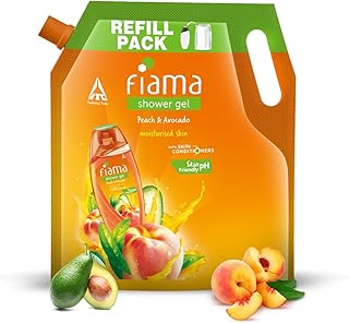 Fiama Body Wash Shower Gel Peach & Avocado, 1.4L Bodywash Refill Value Pouch for Women & Men with Skin Conditioners for Soft & Moisturised Skin, Suita