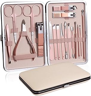 18 IN 1 Stainless Steel Professional Manicure Set Nail Cutter For Women Nail Scissors Luxury Grooming Kit Manicure Pedicure Kit For Women Nail Acne Re