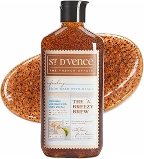 St. D’vence Breezy Brew Body Wash Shower Gel for Women & Men with Coffee & Coconut | Paraben & SLS Free | Exfoliating & Moisturizing Body Wash for Dry