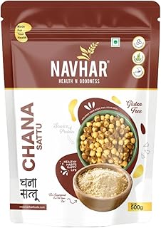 NAVHAR Chana Sattu - 500g | Roasted Gram Flour Powder | High Protein & Natural Fiber | Gluten Free Traditional Healthy Drink Mix | Pure Fresh Sattu At