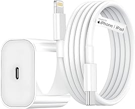 iPhone 20W Apple-Certified USB-C Charger with Lightning Cable | Fast Charger for iPhone 11, 12, 13, 14, XR, XS/PRO/MAX, SE & iPad | MFi Certified Adap