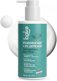 BAKE 2% Lactic & Glycolic Acid Body Wash for Tan Removal, Strawberry & Uneven Skin | Anti-Bacterial & Inflammatory | For Dry, Rough & Bumpy Skin | For